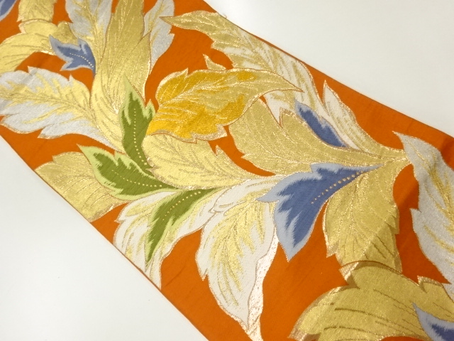 アンティーク　葉模様織出し袋帯（材料）